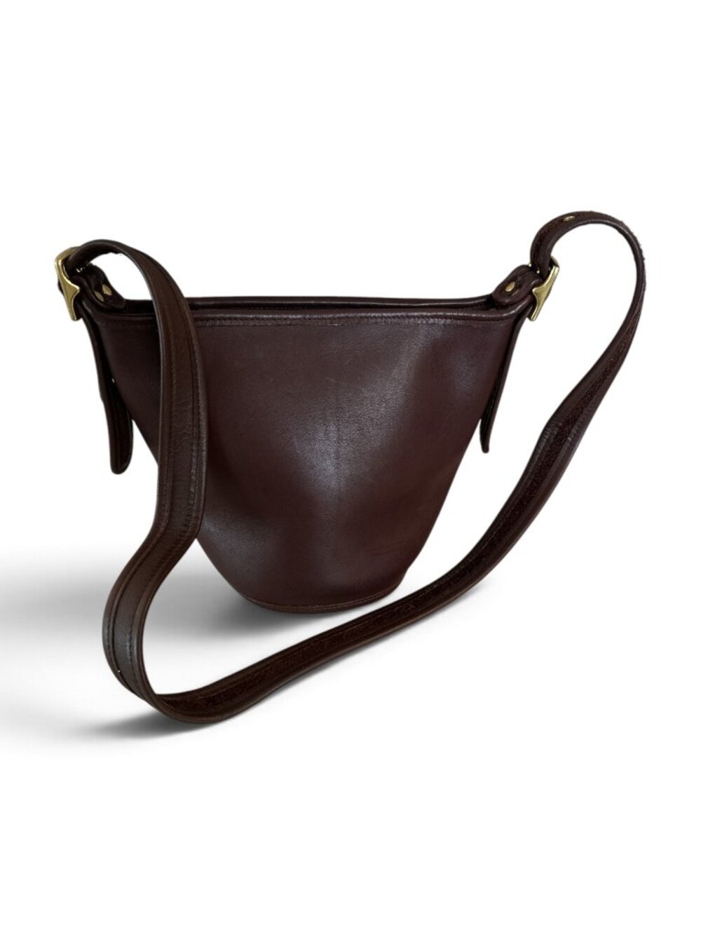 COACH #9019 Vtg Maggie Duffle Bucket Bag Leather Crossbody Chocolate Brown